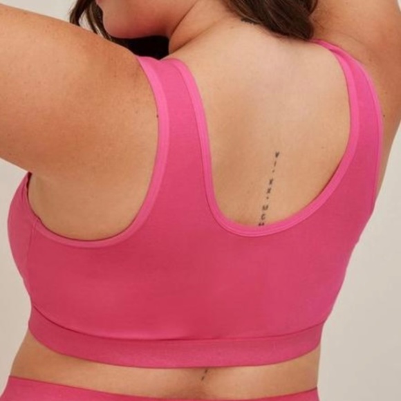 Torrid Women's Plus Size Pink Unlined Cotton Seamed Scoop Bralette Size 1X - Picture 2 of 8